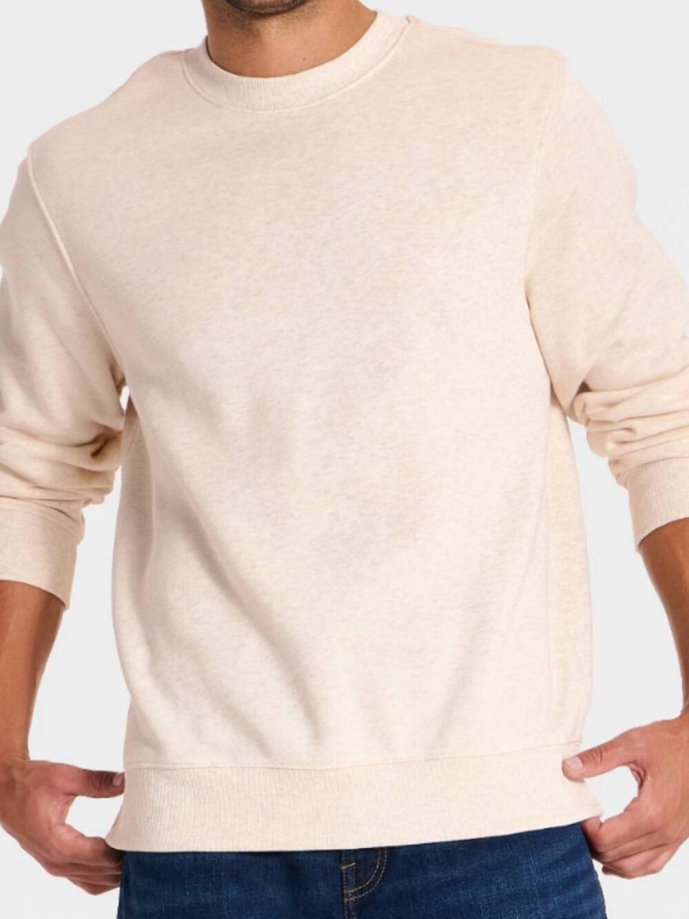 NEW Goodfellow & Co Men's Every Wear Fleece Crewneck Oatmeal Medium Sweatshirt